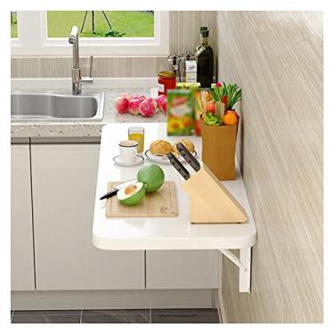 Imagem de ZXLPHA Mesa de parede dobrável de 2,5 cm branca flutuante para computador de escritório mesa flutuante para bancada de trabalho, bar, escritório, estável sem tremer