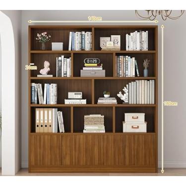 Imagem de Estante de leitura combinada de madeira maciça, estante inclinada para parede, prateleira divisória de entrada para armário de vinho (cor: cor nogueira 100 x 24 x 180 cm) (cor nogueira 140 x 24 x 180