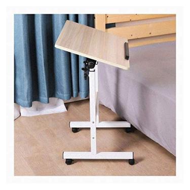 Imagem de U5GAAALPPQ9 Mesa de colo móvel aproveite na cama com rodas de leitura e desenho para sala de estar e quarto (Cor: Madeira branca Cor: 60 x 40 cm) (cor de madeira branca 80 x 40 cm)