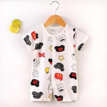 Imagem de Macacão Bebê Mickey - Manga Curta - Roupa Recém-Nascido, P12, 24 milhõ
