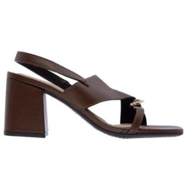 Imagem de Sandália Salto Bloco Médio Feminina Beira Rio 8436.243 Marrom-Feminino