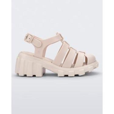 Imagem de Sandália Infantil Mini Melissa Megan Salto Tratorado Original Bege-Feminino