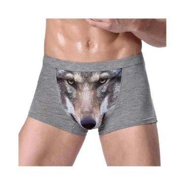 Imagem de Cuecas Boxer Masculinas De Modal Com Estampa 3D De Lobo De Desenho Ani