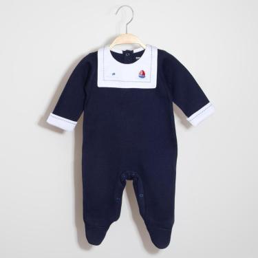 Imagem de Macacão em Tricot Azul Marinho Gola Branca Marinheiro Bbeka-Masculino