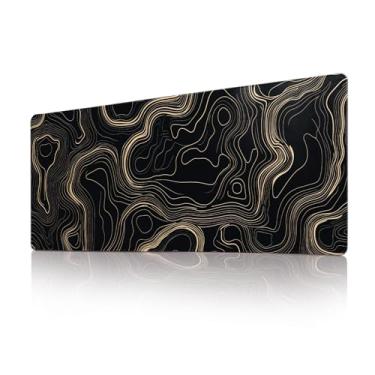 Imagem de Tapete de mesa, tapete de rato, tapete de mesa para jogos, GG, tapete de rato grande, acessórios de decoração de escritório (terreno dourado preto)