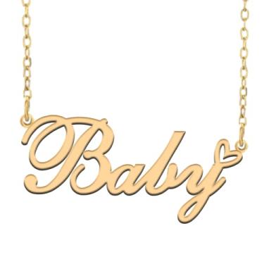 Imagem de A168A Colar de nome personalizado personalizado personalizado colar de nome banhado para mãe filha amizade feminino dia dos namorados aniversário de Natal ano novo, Metal, Sem pedras preciosas