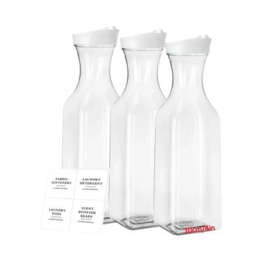 Imagem de Conjunto De 3 Frascos Recarregáveis Para Detergente E Amaciante Com Et