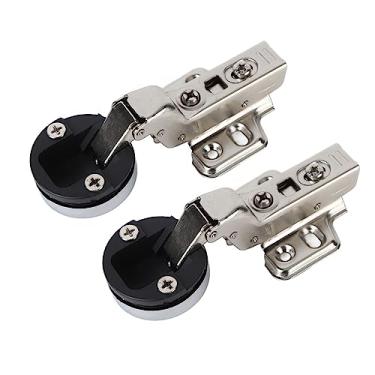 Imagem de Aramox Dobradiça de Armário, 2 Pacotes, Aço Inoxidável, 35 Copos, Amortecimento de Porta de Vidro, Dobradiça Silenciosa, Fechamento Automático para Porta de Vidro (Inserção de curvatura grande)