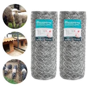 Imagem de Tela Mangueirão Fio 18 Malha 3 Galvanizada 0,80 x 50 m Kit com 2 Rolos