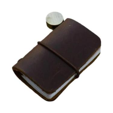 Imagem de Caderno De Couro Pequeno, Mini Sketchbook Vintage Retro, Organizador P