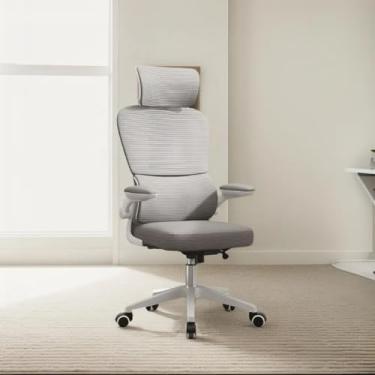 Imagem de Cadeira de Escritório Design Ergonômico com Suporte Lombar Independente, Malha Respirável e Encosto de Cabeça Ajustável Genebra G500 Cinza LuvinCo