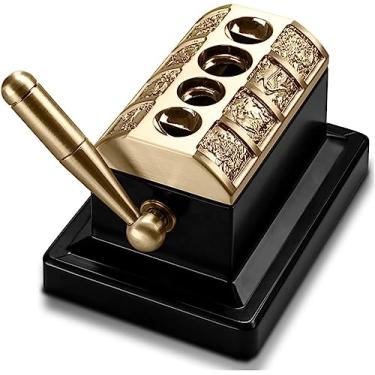 Imagem de Cortador de charutos de aço inoxidável - Cortador de charuto de mesa com corte V quádruplo com acabamento escovado para corte preciso de charutos