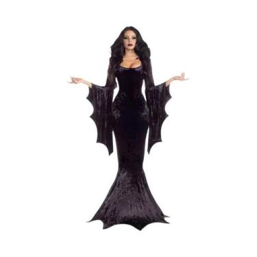 Imagem de Fantasia Gótica De Bruxa Morticia Addams Para Adultos, Vestido Longo C