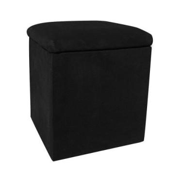 Imagem de Puff Decorativo Baú Dani Quadrado Suede Preto - D'Rossi