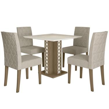 Imagem de Kit Mesa De Jantar Isis Sem Vidro Com 4 Cadeiras Jade Carvalho/off White/fendi Carvalho/off White/fendi