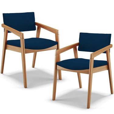 Imagem de Kit 02 Cadeiras Para Sala De Jantar Estar Living Giorgia B04 Suede Azul Marinho - Lyam Decor