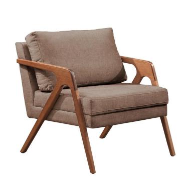 Imagem de Poltrona Mona Luxo Madeira Maciça Castellar Móbile Linho Cappuccino Linho Cappuccino