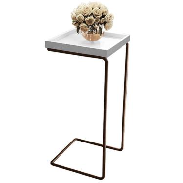 Imagem de Mesa Apoio Lateral Para Sofá Pé Café LarFlex Cor:branco
