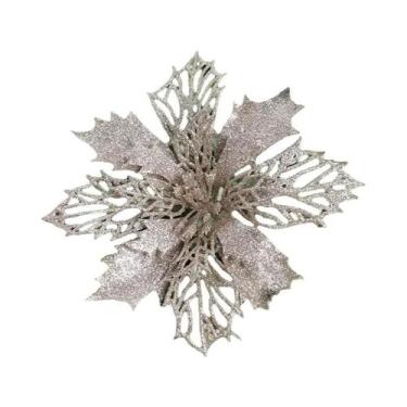 Imagem de Pingente De Flor Artificial Com Glitter Para Árvore De Natal 11cm 510 