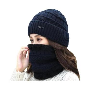 Imagem de Conjunto De Gorro E Cachecol Térmico Unissex De Inverno Em Fleece Maci