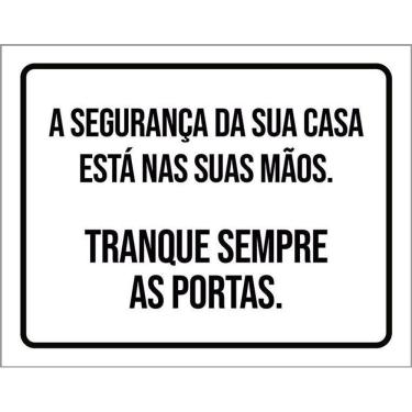Imagem de Kit 10 Placa Acm Sua Casa Tranque Sempre Portas 18X23