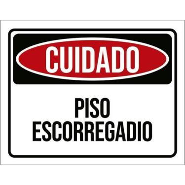 Imagem de Kit 5 Placa Acm Perigo Piso Escorregadio 18X23 - Sinalizo