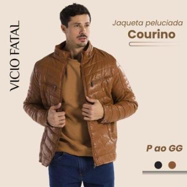 Imagem de Jaqueta Couro Masculina Forrada Casaco Impermeável Peluciada-Masculino
