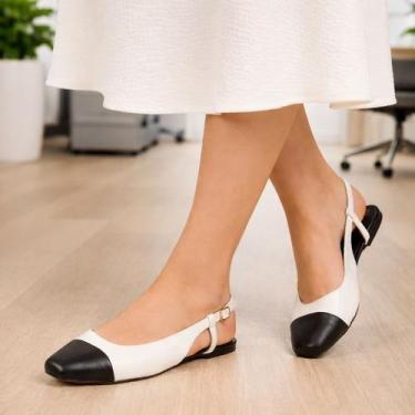 Imagem de Sapatilha Feminina Confortável Luxo Elegante Sapato Feminino Slingback