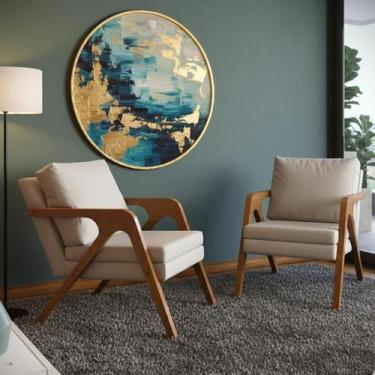 Imagem de Conjunto Kit 2 Poltronas Mona Estofado Em Veludo Decorativa Moderno Pé