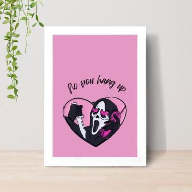 Imagem de Quadro Panico Ghost Face Scream A4 C/ Moldura e Vidro 09 Cor: Branco -