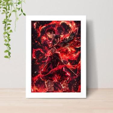 Imagem de Quadro Demon Slayer Anime A4 C/ Moldura e Vidro 06 Cor: Branco - Lomi 