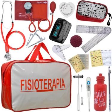 Imagem de Kit Bolsa Fisioterapia Acadêmico Goniômetro Martelo Buck Fita Antropom