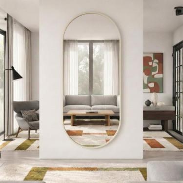 Imagem de Espelho Oval Grande Corpo Inteiro com Moldura 170x70 Decorativo - LOPA