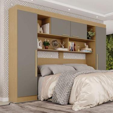 Imagem de Guarda-Roupa Casal Modulado Odin Premium 4 Portas Jequitibá/Granizo - 