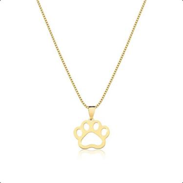 Imagem de Cordão Feminino Ouro 18k 50cm E Pingente Patinha - Dreamfactoryjóias