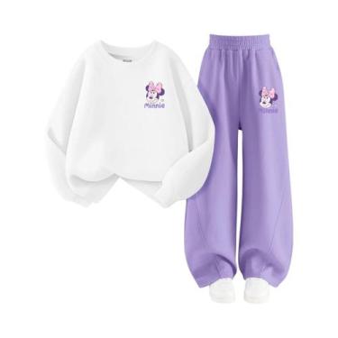 Imagem de Conjunto De Moletom Infantil Com Estampa Da Minnie Da Disney, 2 Peças,