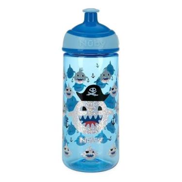Imagem de Garrafinha Estampada Squeeze Glitter Com Bico 540ml Nûby, Azul