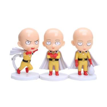 Imagem de Conjunto de bonecos de ação Ones Punchs Mans Saitama Sensei x3 - 10cm 