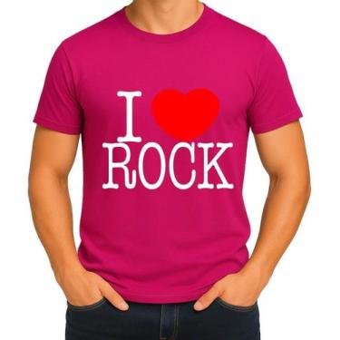Imagem de Camisa Camiseta de Algodão Masculina Feminina Unissex  I Love Rock  Eu