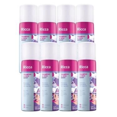 Imagem de Kit 8 Shampoo A Seco Ricca De Bolso Remove Oleosidade Berry 50ml