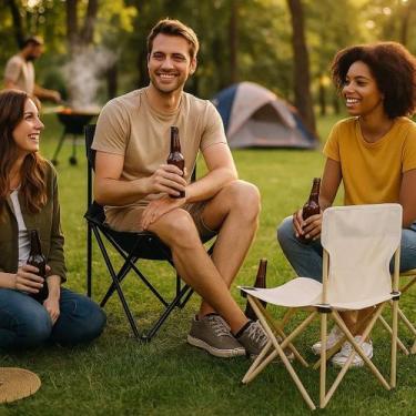 Imagem de Cadeira Camping Dobrável Assento Senta Banquetas Banco Camping Praia C