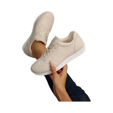 Imagem de Tênis Casuais Femininos De Tamanho Grande Com Superfície De Couro Em C