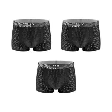 Imagem de Cuecas Boxer Masculinas De Seda Gelada Tamanho Grande, Conjunto De 3 P