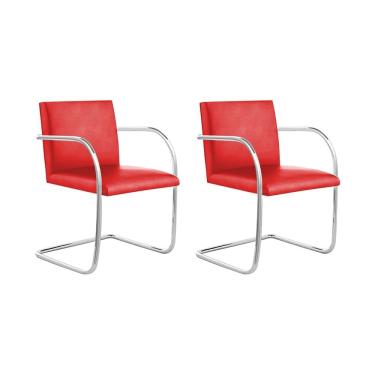 Imagem de Kit 2 Cadeiras Brno para Escritório Couro Sintético Vermelho Tubular Cromada