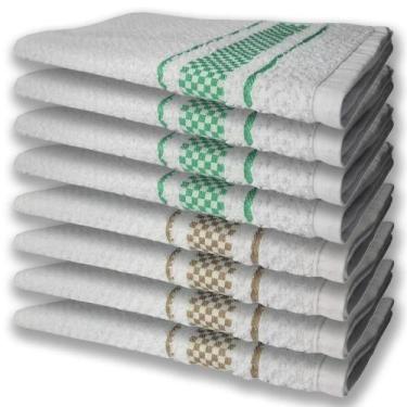 Imagem de 8 Panos De Prato Atoalhado Felpudo 4 Verde 4 Marrom - TOALHAS SHOW