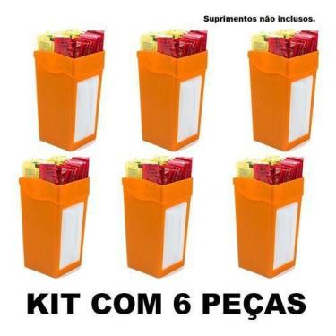 Imagem de Porta Guardanapo Sache Bar Lanchonete Kit 6 Pc Várias Cores - Laranja 