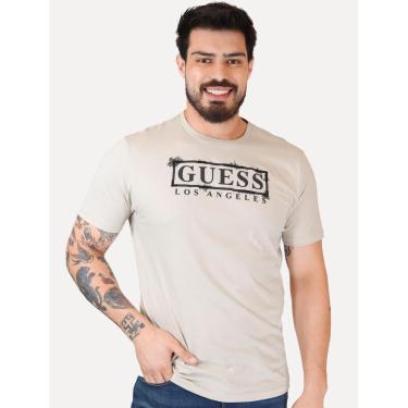 Imagem de Camiseta Guess Masculina Los Angeles Rubber Scratched Areia-Masculino