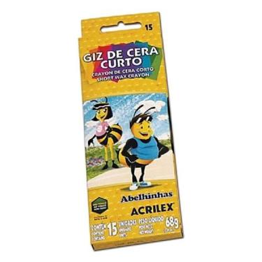 Imagem de Giz de Cera Curto Abelinhas 15 Cores Acrilex Ref. 09215 Giz de Cera Cu