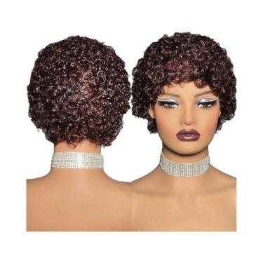Imagem de Peruca De Cabelo Humano Cacheado Crespo Para Mulheres, Curta, Estilo P