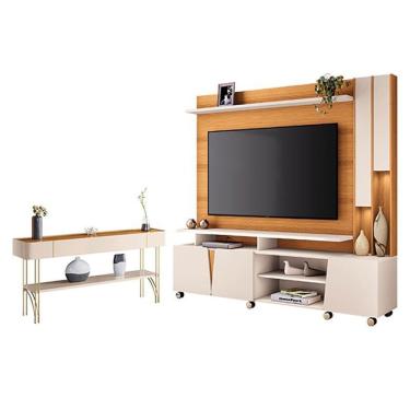 Imagem de Estante Home Theater Virtus Cinamomo Off White Com Aparador Vivant Off White Cinamomo -...